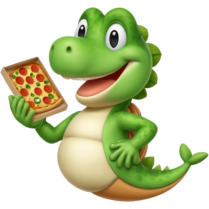 Yoshi holding a pizza box emoji
