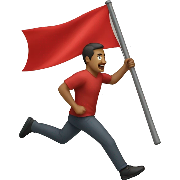 Guy running with red flag emoji