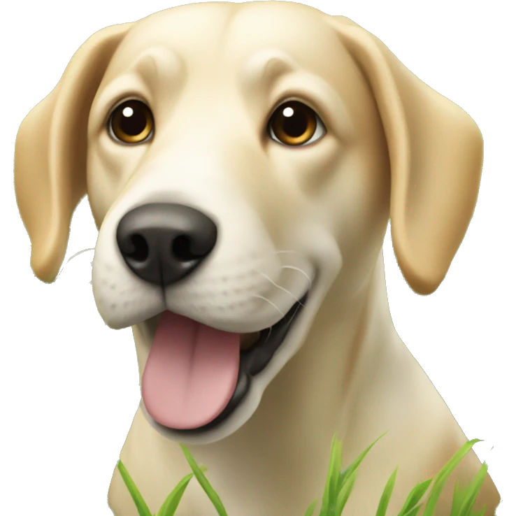realistic dog in sunny grass emoji