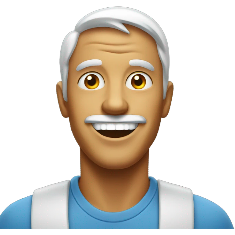A happy man with eyes wide open with a line of salt in front of him  emoji