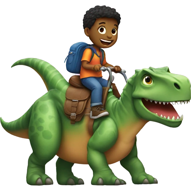 a boy riding a dinosaur emoji