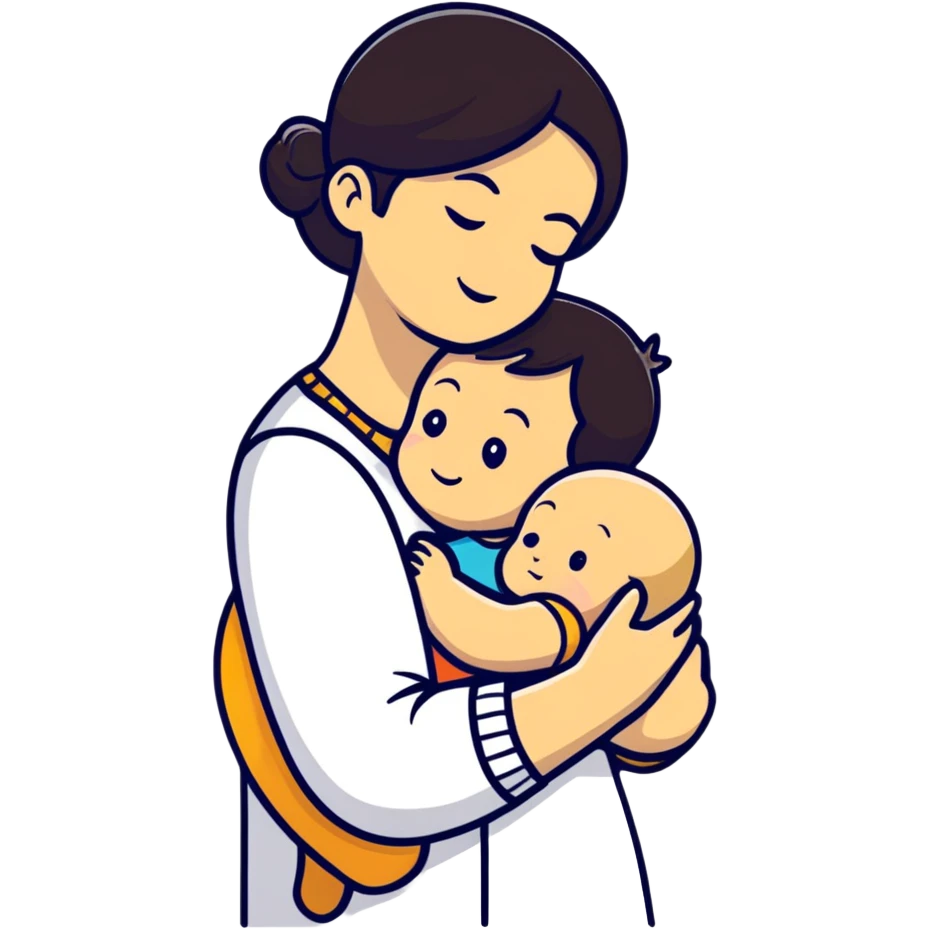 colorful sticker of a mother hugging child emoji