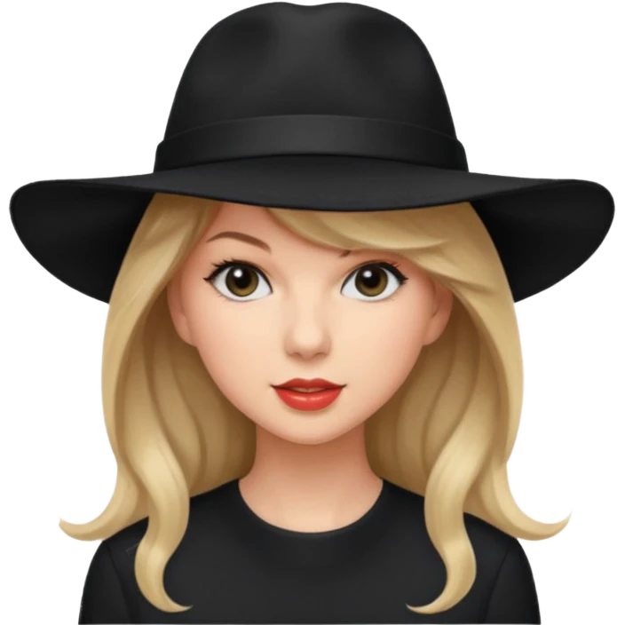 Taylor swift long hair with a hat black  emoji
