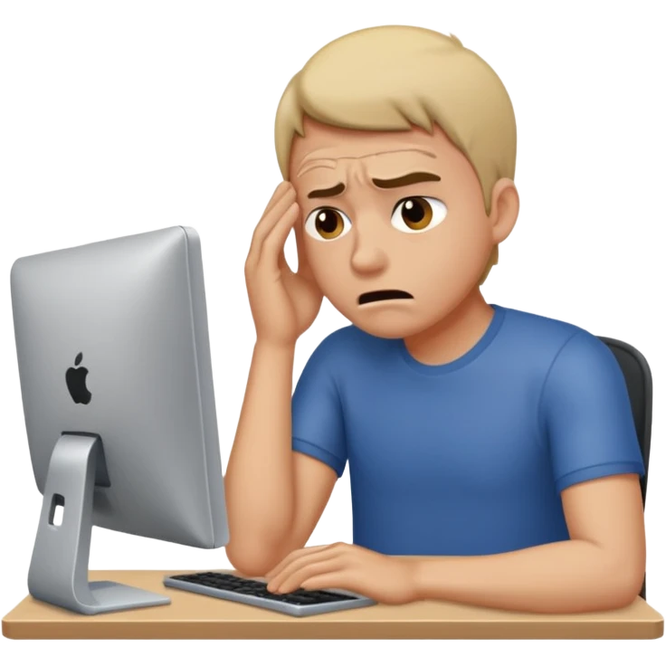 man struggling on computer emoji