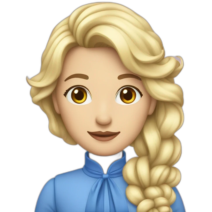 белая девушка с розовыми волосами и в синем платье emoji