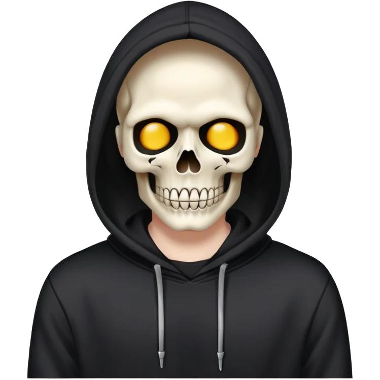 a skull face ￼ with a hoodie on emoji