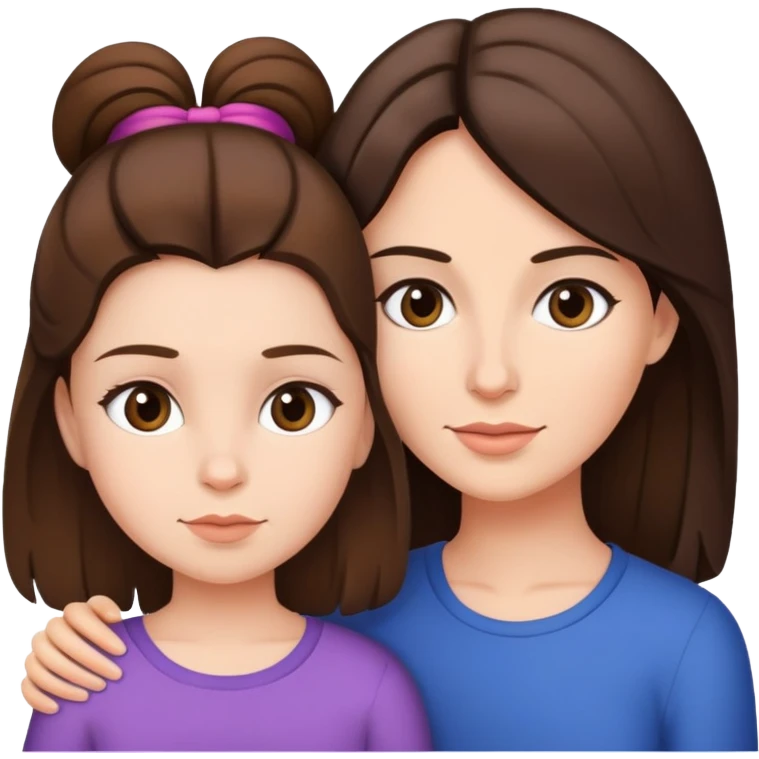 mother and daughter with brunette hair emoji