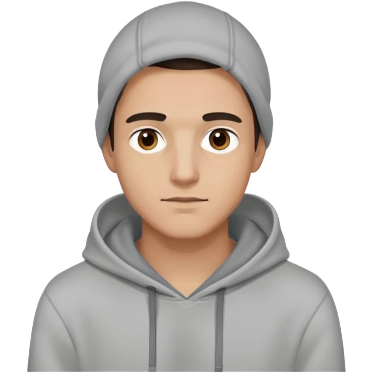 male in grey hoodie relaxing dark eyes emoji