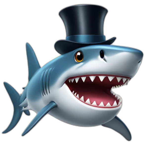 Shark with a top hat emoji