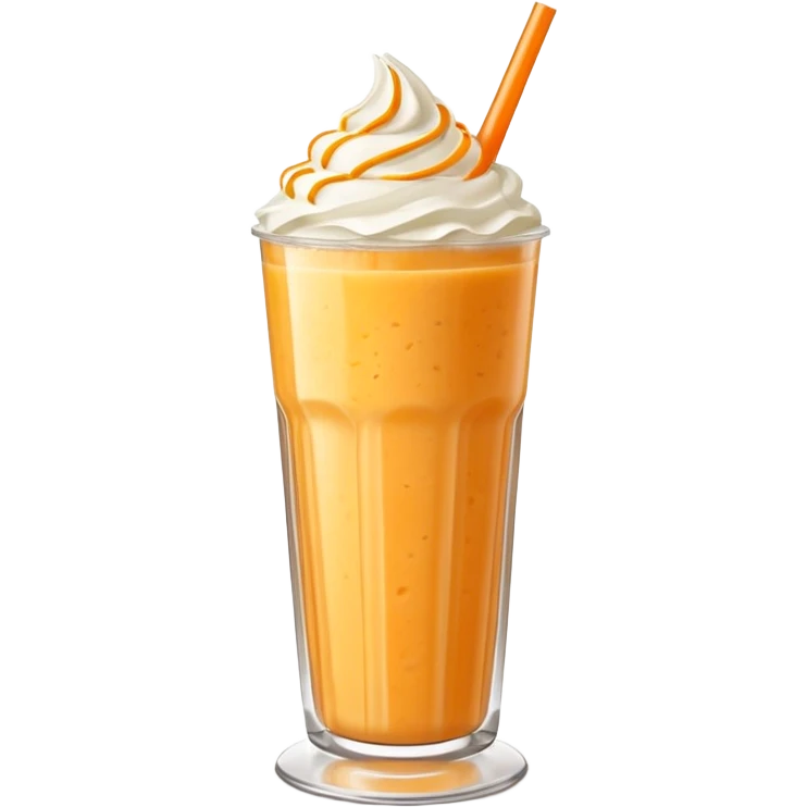 orange smoothie emoji tall glass with orange smoothie, topped with whipped cream and a straw, bright lighting emoji