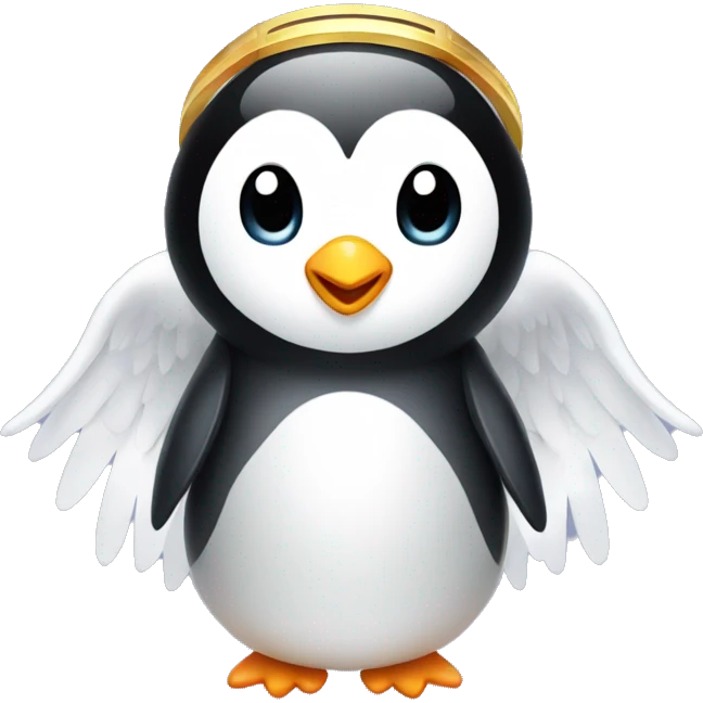 Penguin with angel wings and a halo emoji