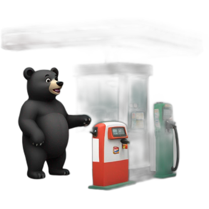 Lowpoly black bear gas station emoji