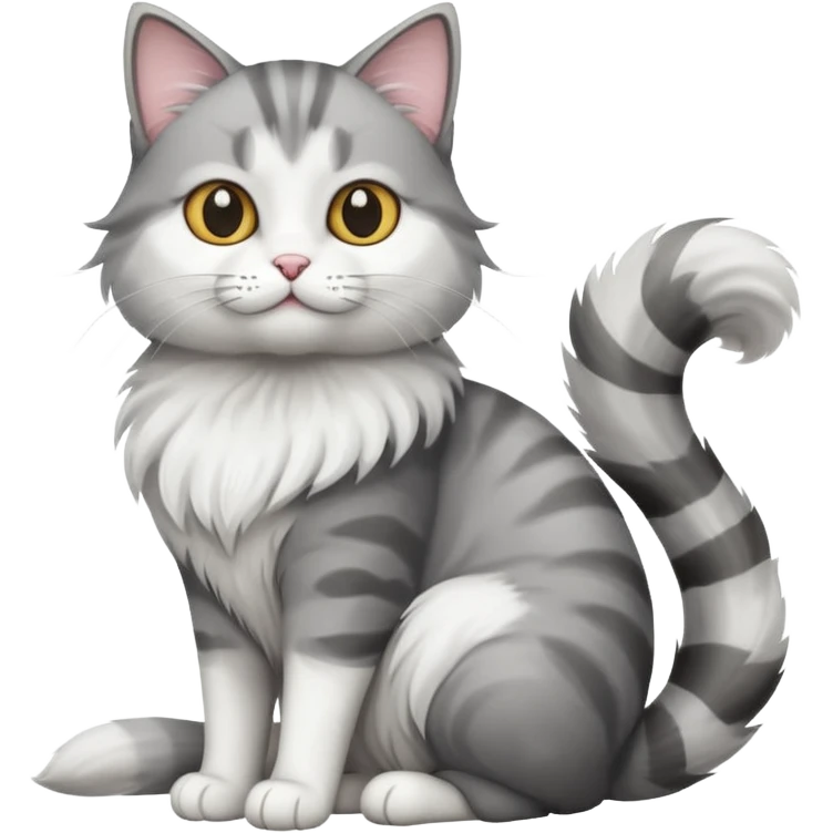 a grey and white cat sitting regally emoji