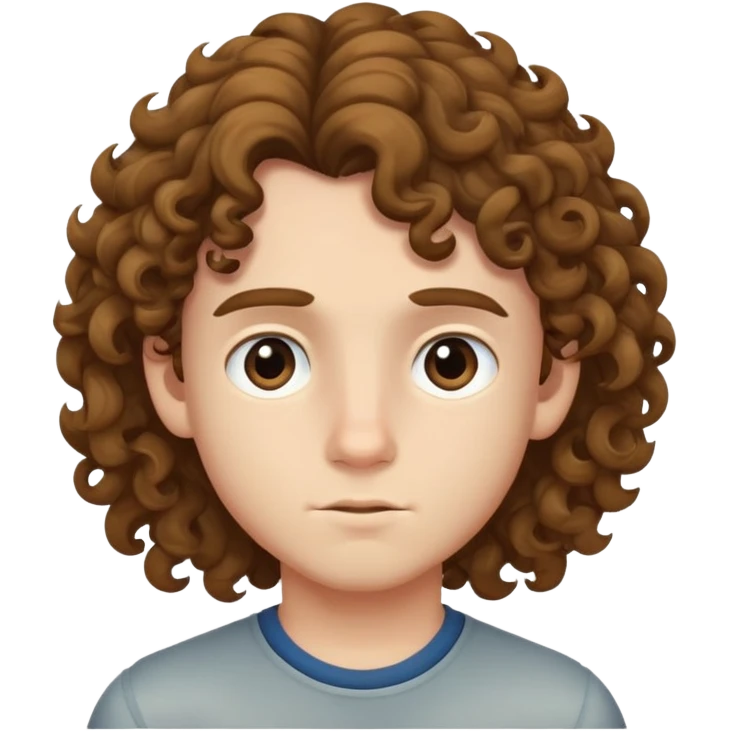 A boy with long curly hair side eyeing emoji