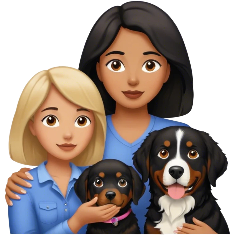 One Woman black lab and Bernese mountain dog  emoji