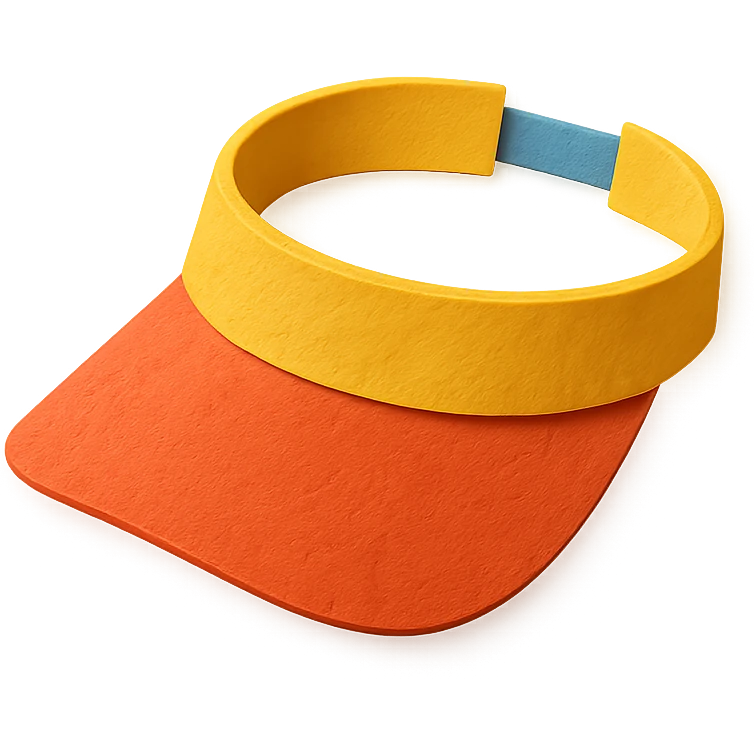 playful and bright sun visor on a white background in paper-craft style emoji