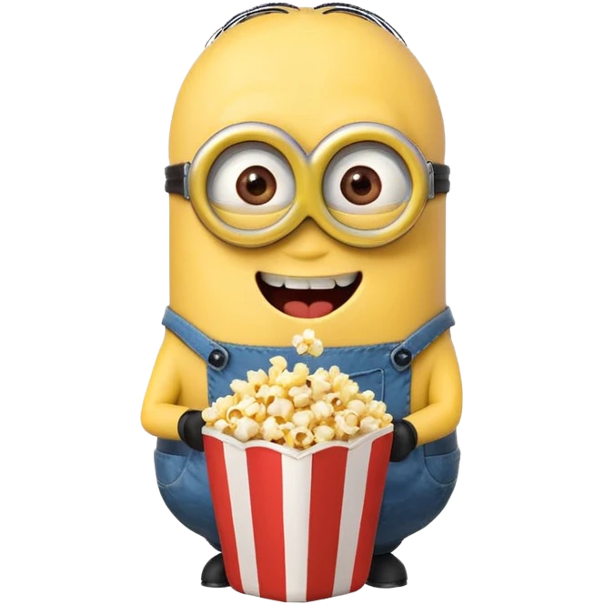 Laughing minion eating popcorn emoji