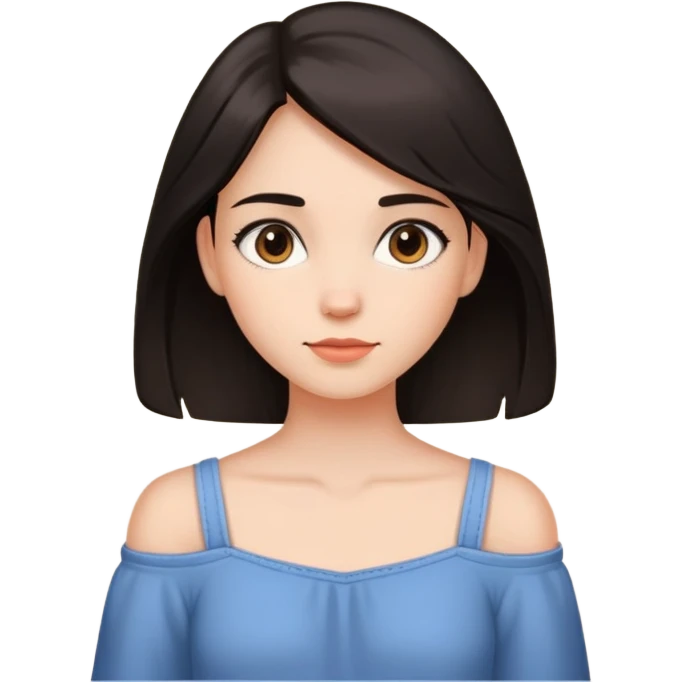 A girl mid length dark hair reaching her shoulders  emoji