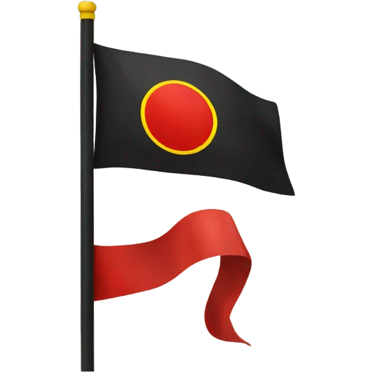 Black and red flag with medium yellow circle in the middle emoji