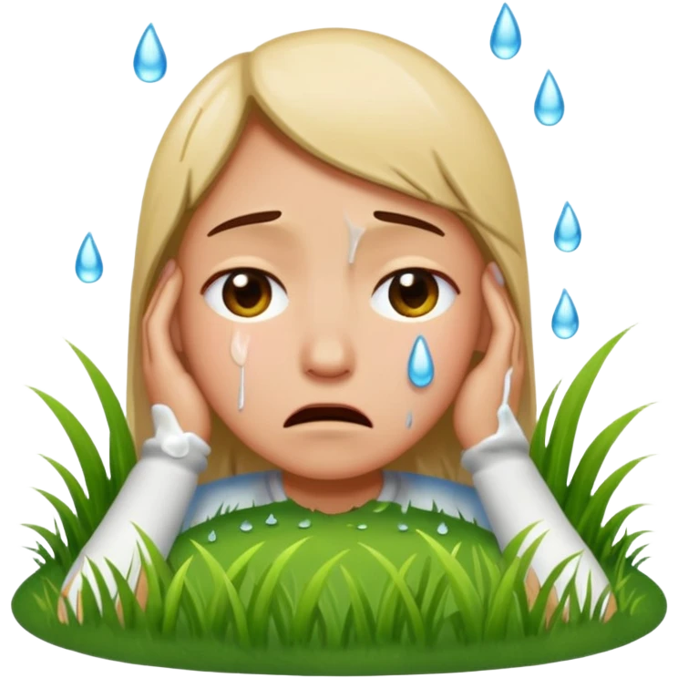 A person melting into the grass And crying  emoji