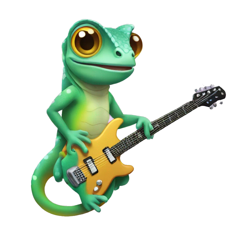 chameleon playing electric guitar  emoji