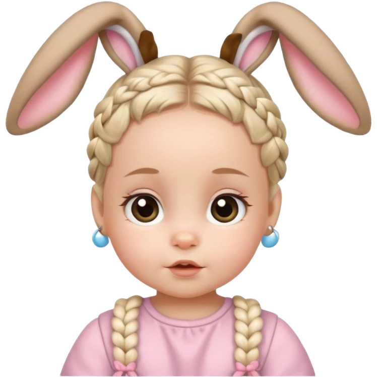 bunny ear accessory wearing baby braided hair emoji