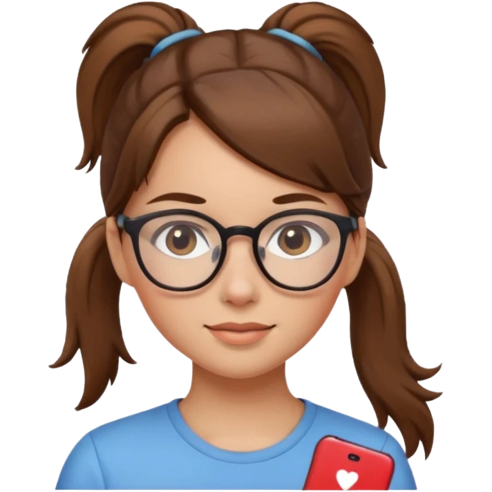 brown haired Ponytail Girl with Glasses emoji