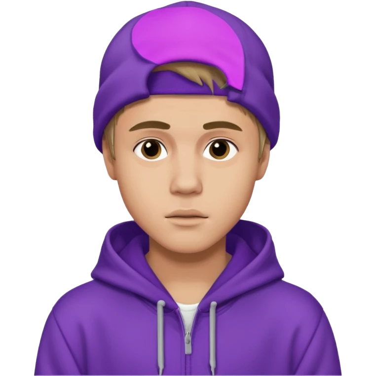 justin bieber, wear purple hoodie emoji