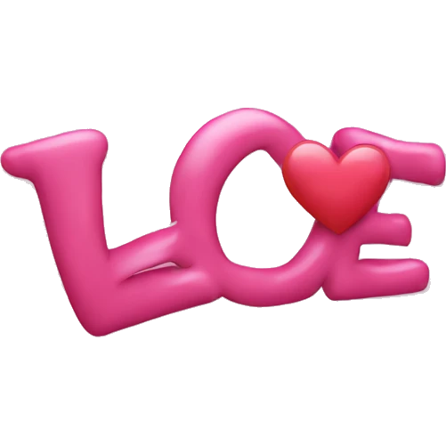 Word love in pink emoji