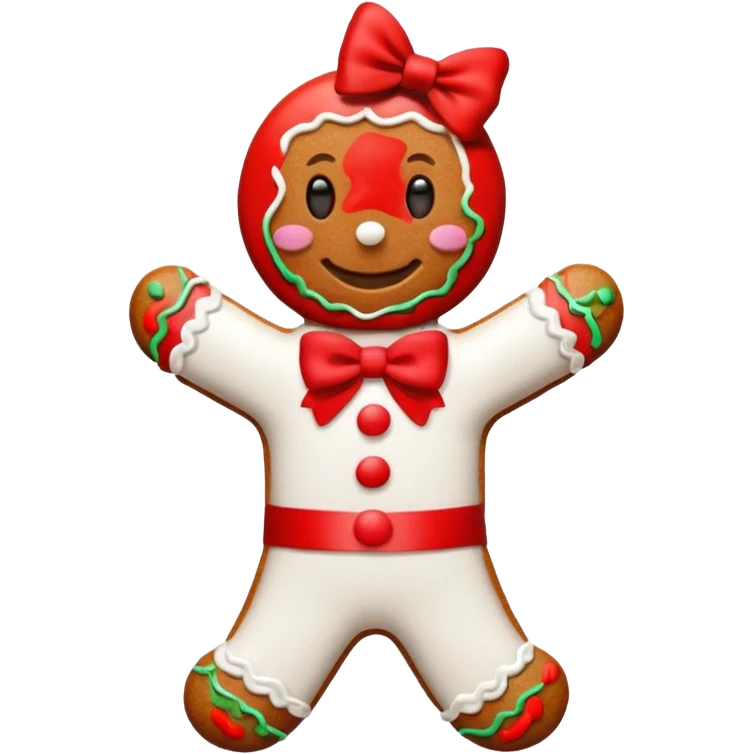 Gingerbread man with a red bow with white logotype "S" emoji