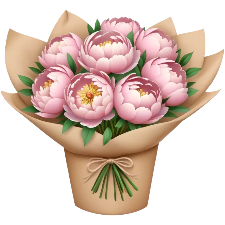 pastel peony bouquet in brown paper emoji