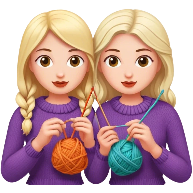 Two friends knitting together  emoji