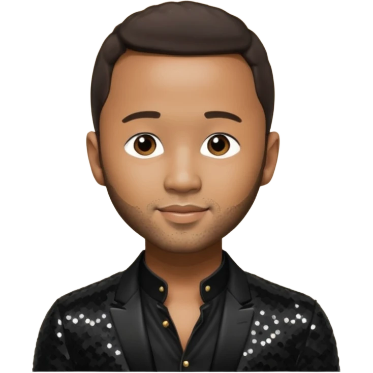 John Legend with dark brown hair, black sequin outfit emoji
