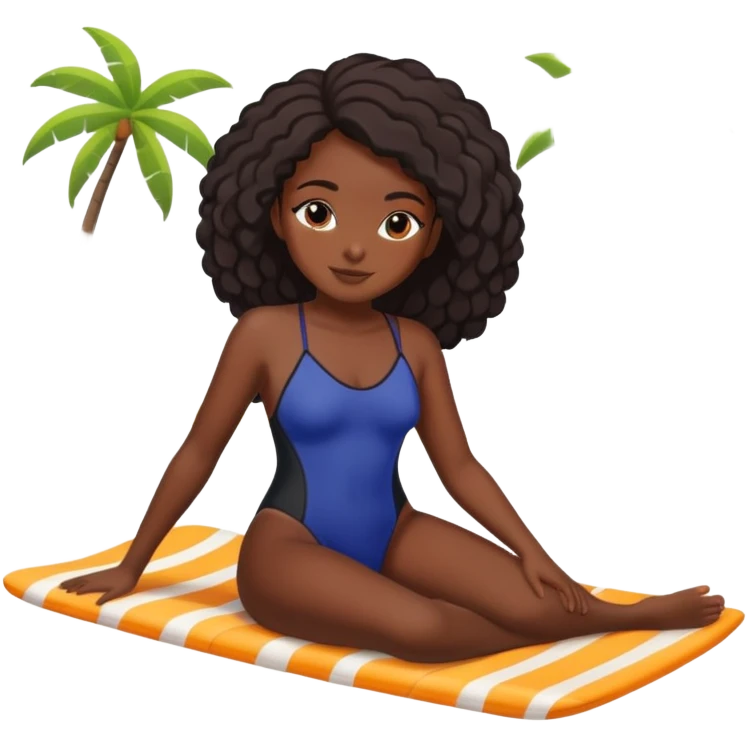 Black girl relaxing on the beach  emoji