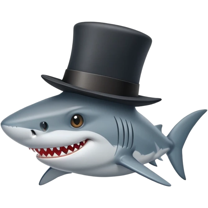 shark wearing a black top hat emoji