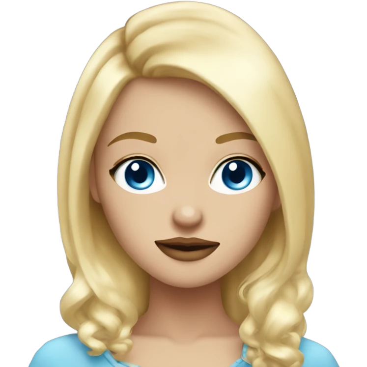 girl with blue eyes and blonde hair in coquette style emoji