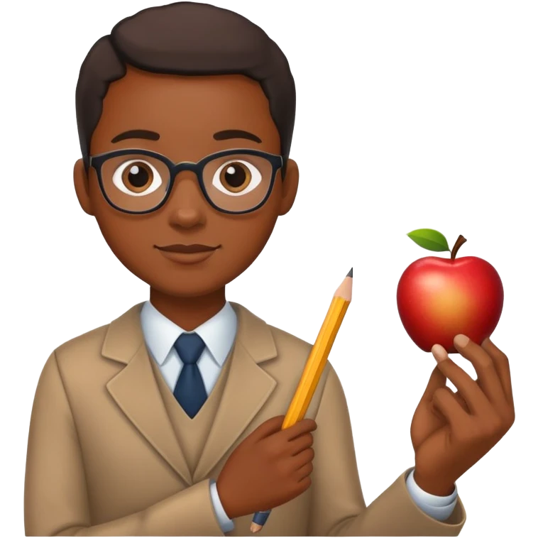 Black teacher with apple and pencil emoji