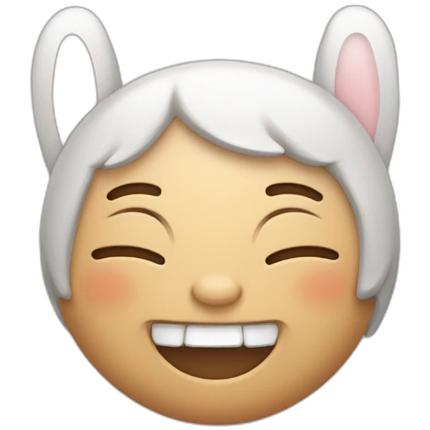 Smiling with closed eyes and bunny teeth emoji