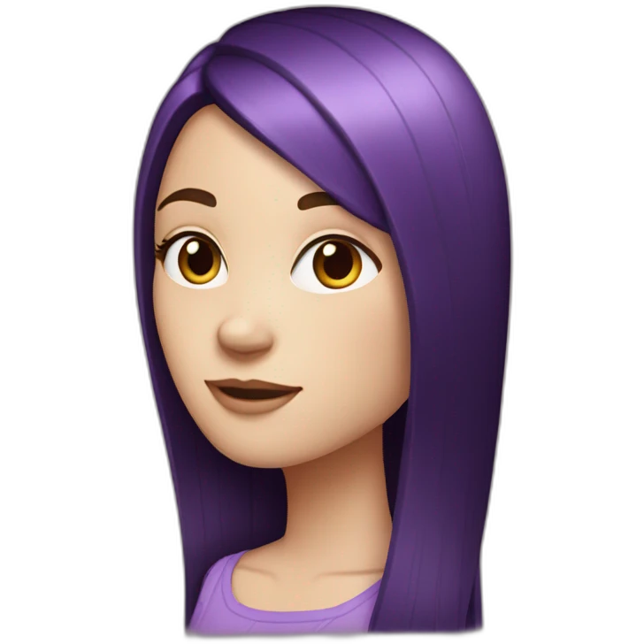 White girl with long straight black and purple hair emoji