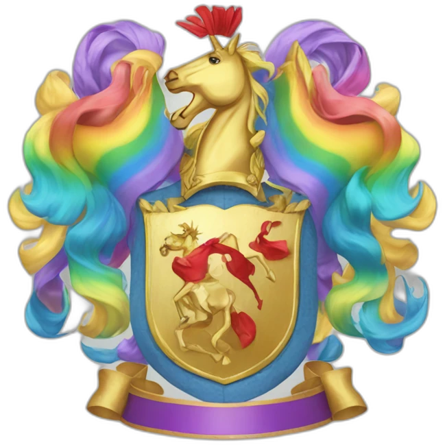 Coat-of-arms-held-by-rainbow-unicorns emoji