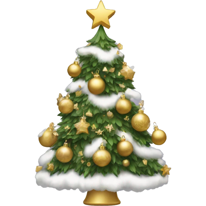 Christmas tree with white and gold decorations emoji