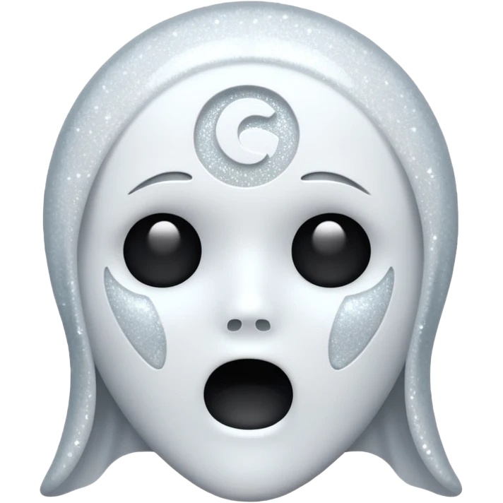 white Ghost face glitter  emoji