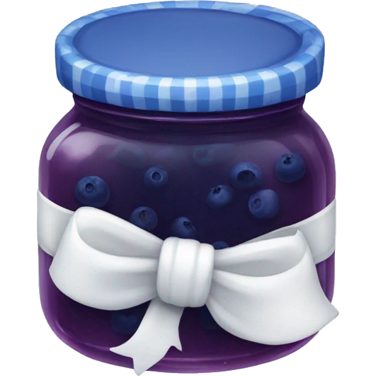 Jar of blueberry jelly with a white bow on it  emoji