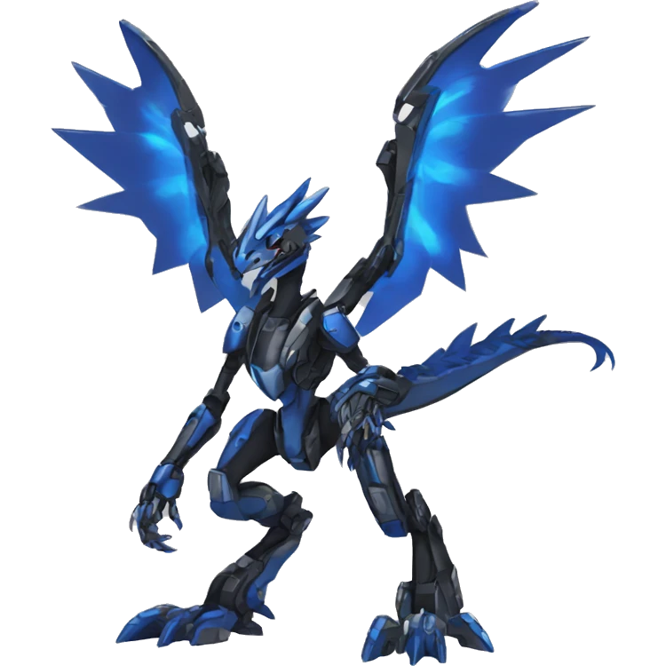  Cool Edgy Futuristic Black Blue Digimon-Fakemon-Raptor-Dragon-Mecha full body emoji