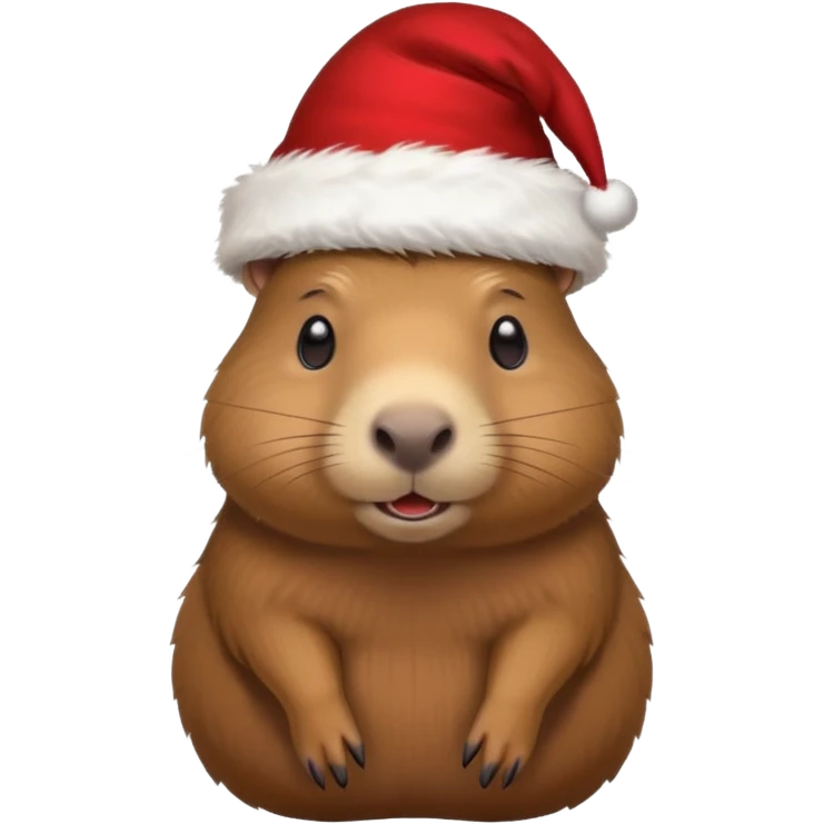 Una capibara con gorro navideño emoji