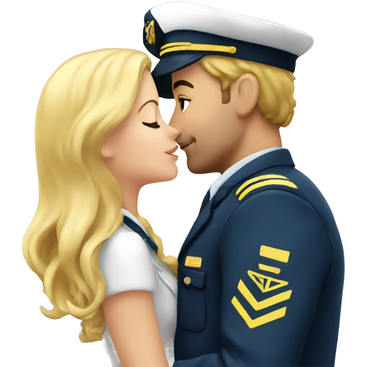 Pilot kissing a pretty blonde emoji