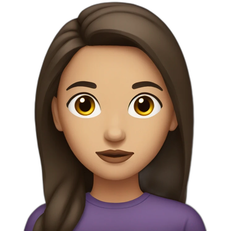 a brunette with resting bitch face emoji