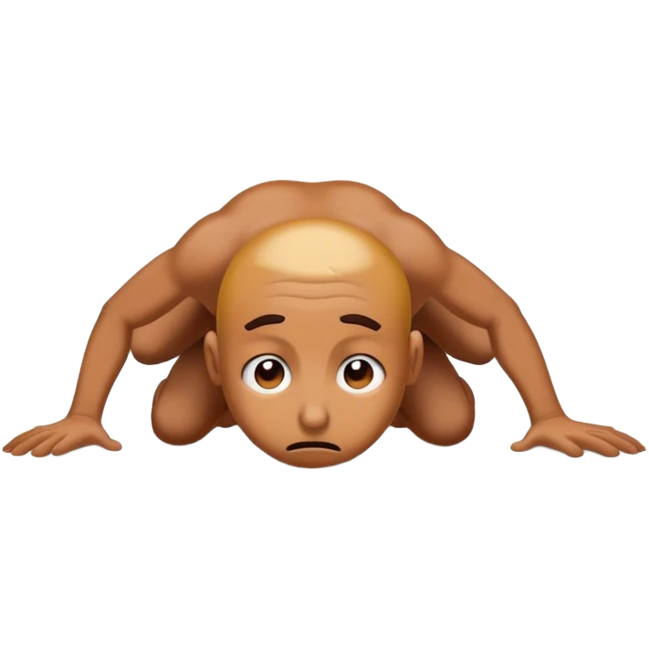 Crawling on the floor to finish line with despair on face emoji