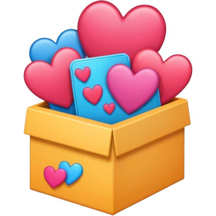 a box with an instagram logo on its face,  open with swipe files inside and hearts, likes  emoji