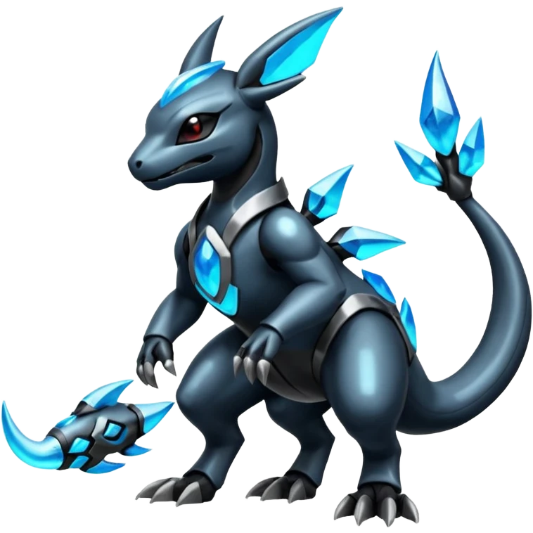 Shiny Futuristic Dusknoir-Salandit-Glaceon-Fakémon-hybrid-creature (full body)  emoji
